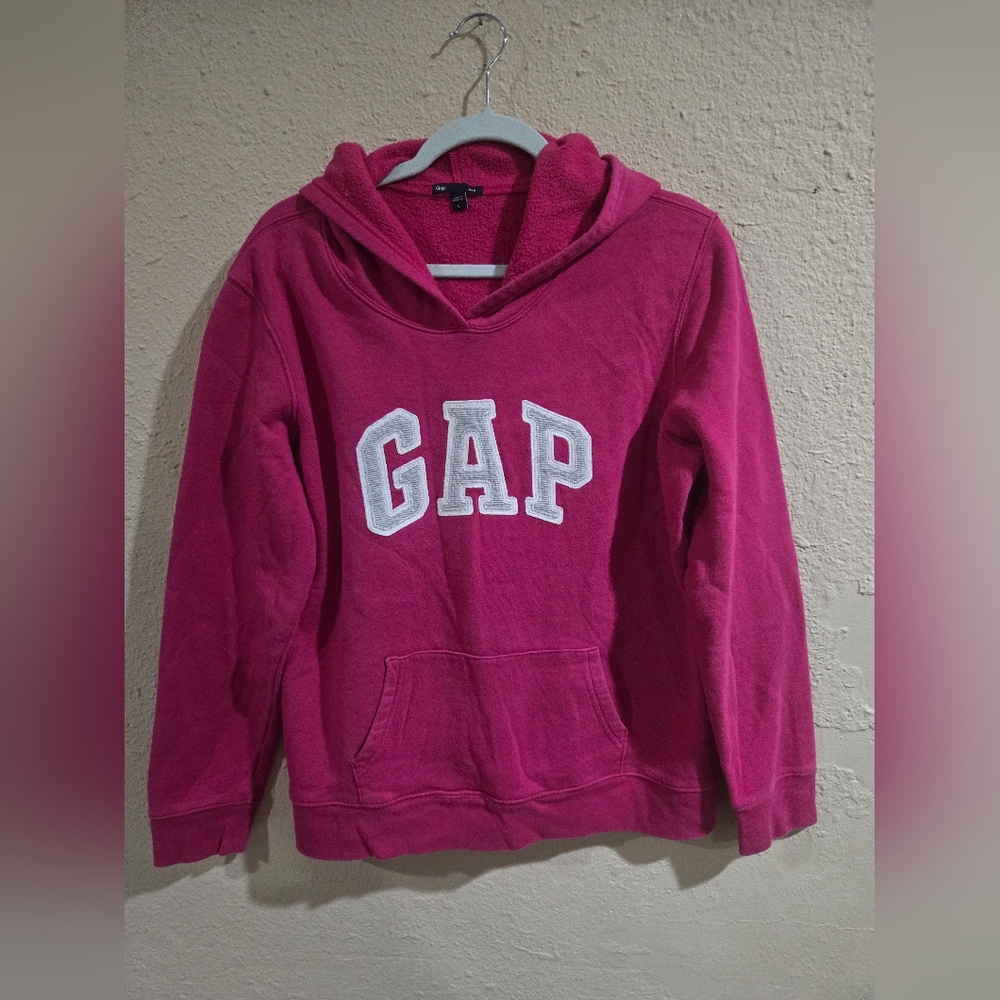 Vintage Gap Hoodie Sweatshirt Logo Spellout, Pink, Size Women’s Large